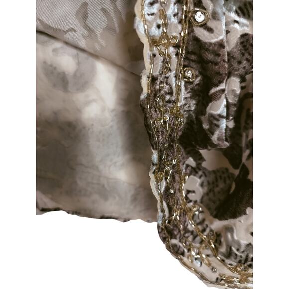 3554)Dream Keeper Collection Beige Velvet Embellished 3/4 Sleeve Blouse Plus 3X - Picture 8 of 10